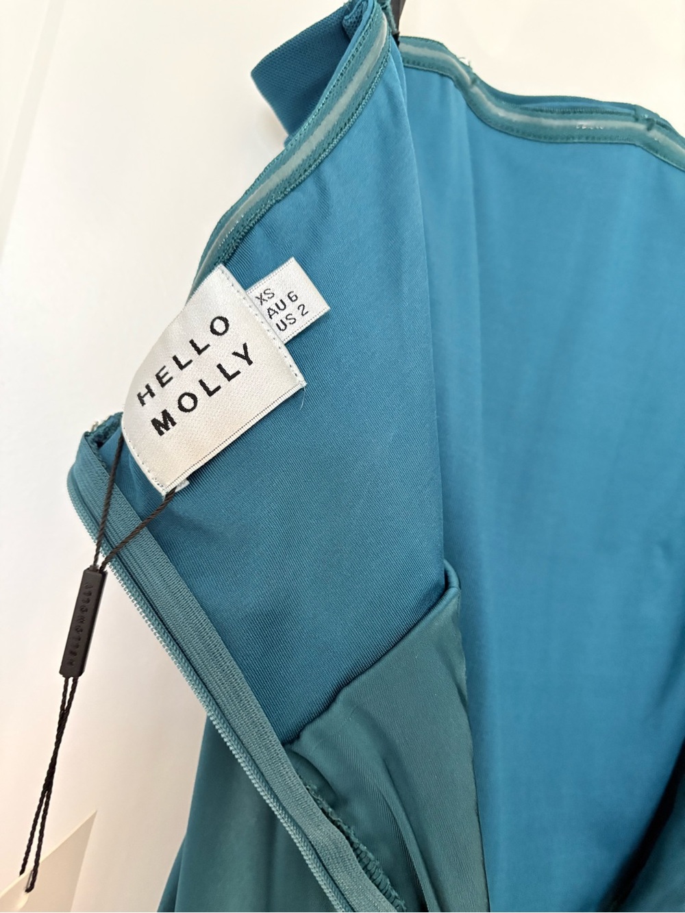 New Hello Molly sz 2 Strapless Teal Evening Gown with Twist Front and High Slit - Picture 11 of 11